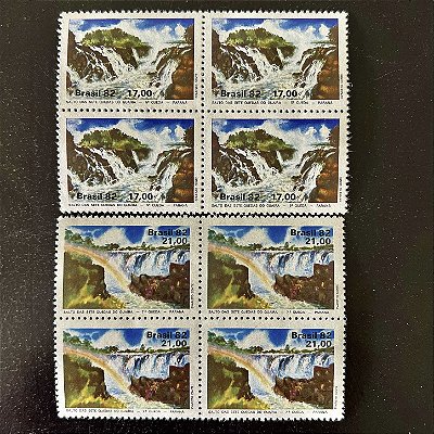 02 Quadras de Selos Comemorativos do Brasil - Salto das Sete Quedas do Guaíra - 1982 - Mint - ref.2333