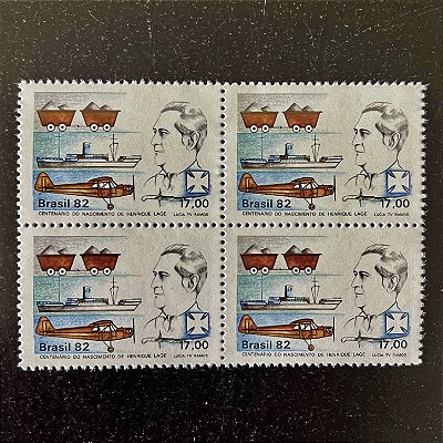 Quadra de Selos Comemorativos do Brasil - Centenário do Nascimento de Henrique Lage - 1982 - Mint - ref.2337