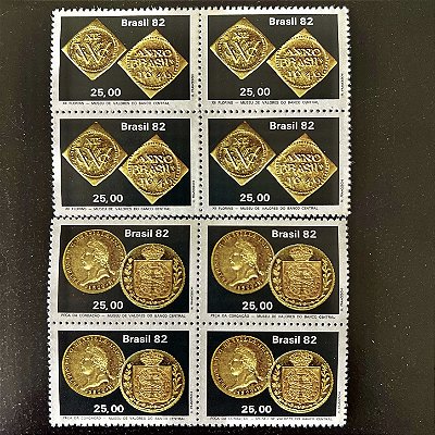 02 Quadras de Selos Comemorativos do Brasil - Numismatica - Museu de Valores do Banco Central - 1982 - Mint - ref.2340