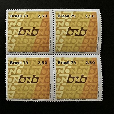 Quadra de Selos Comemorativos do Brasil - 25 Anos do Banco do Nordeste do Brasil - 1979 - Mint - ref.2341
