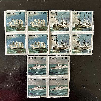 03 Quadras de Selos Comemorativos do Brasil - Bicentenário da Escola Naval - 1982 - Mint - ref.2342