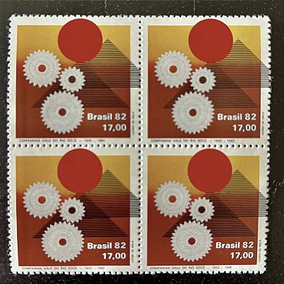 Quadra de Selos Comemorativos do Brasil - 40 anos da Companhia Vale do Rio Doce - 1982 - Mint - ref.2343