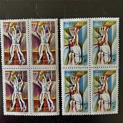 02 Quadras de Selos Comemorativos do Brasil - IX Campeonato Mundial de Basquetebol Feminino em São Paulo - 1983 - Mint - ref.2350