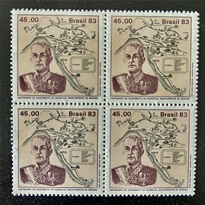 Quadra de Selos Comemorativos do Brasil - Centenário do Nascimento de Marechal Rondon - 1983 - Mint - ref.2356