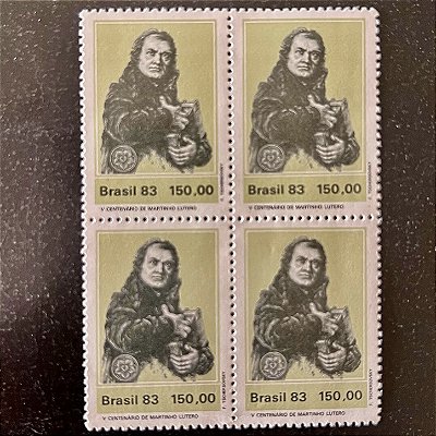 Quadra de Selos Comemorativos do Brasil - V Centenário do Nascimento de Martinho Lutero - 1983 - Mint - ref.2358