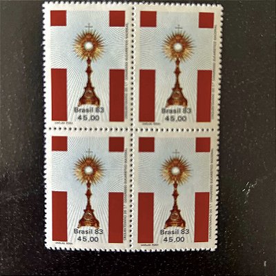 Quadra de Selos Comemorativos do Brasil - Cinquentenário do 1o.Congresso Eucaristico Nacional em Salvador - 1983 - Mint - ref.2359