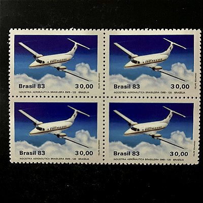 Quadra de Selos Comemorativos do Brasil - Industria Aeronautica Brasileira  - 1983 -  Mint - ref.2363