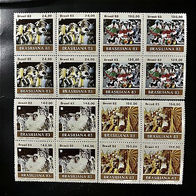 04 Quadras de Selos Comemorativos do Brasil - Carnaval Brasileiro - 1983 -  Mint - ref.2365