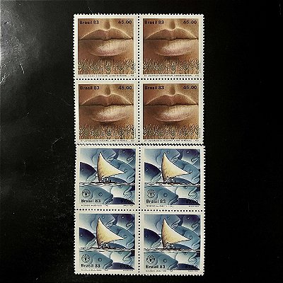 02 Quadras de Selos Comemorativos do Brasil - 20o.Aniversário do Programa Alimentar Mundial - 1983-  Mint - ref.2367