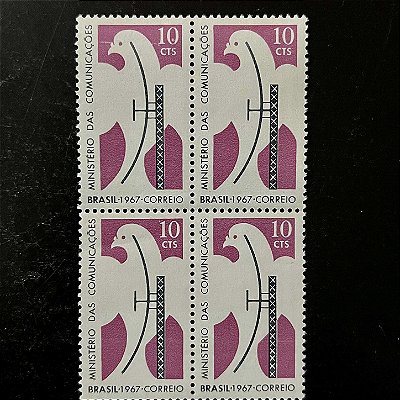 Quadra de Selos Comemorativos do Brasil - Criação do Ministério das Comunicações - 1967 - Novo - ref.2369