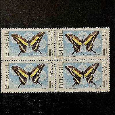 Quadra de Selos Comemorativos do Brasil - Promoção da Fauna Brasileira - Borboletas - 1971 - Novo - ref.2375