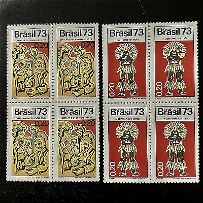 02 Quadras de Selos Comemorativos do Brasil - Acontecimentos Históricos - 1973 - Novo - ref.2375