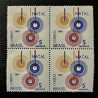 Quadra de Selos Comemorativos do Brasil - Natal 67 - 1967 - Novo - ref.2382