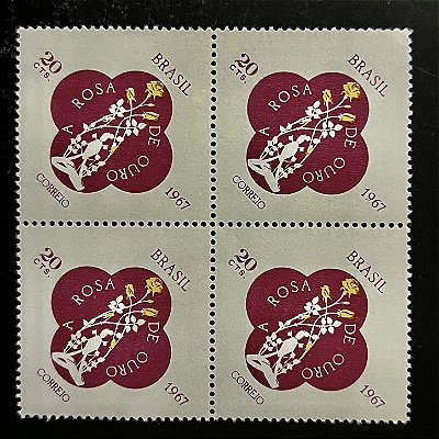 Quadra de Selos Comemorativos do Brasil - Outorga da Rosa de Ouro a Basilica de Nossa Senhora Aparecida - 1967 - Novo - ref.2383