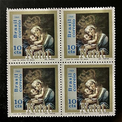Quadra de Selos Comemorativos do Brasil - Natal 69- 1969 - Novo - ref.2384