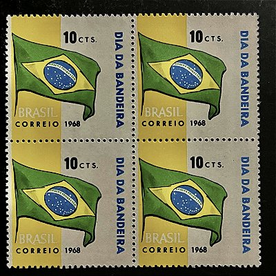 Quadra de Selos Comemorativos do Brasil - Dia da Bandeira Nacional - 1968 - Novo - ref.2385