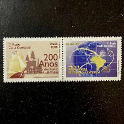 Série de Selos Comemorativos do Brasil - 200 Anos da Chegada da Familia Real Portuguesa - 2008 - Mint - ref.2386