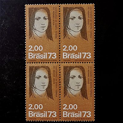 Quadra de Selos Comemorativos do Brasil - Centenário do Nascimento de Santa Teresa do Menino Jesus - 1973 - Novo - ref.2389