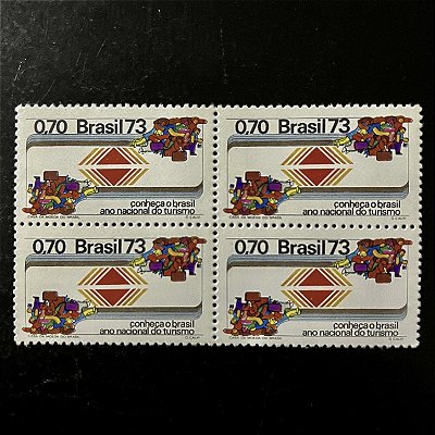 Quadra de Selos Comemorativos do Brasil - Ano Nacional do Turismo - Embratur - 1973 - Novo - ref.2390
