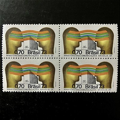 Quadra de Selos Comemorativos do Brasil - Comunicações - 1973 - Novo - ref.2391