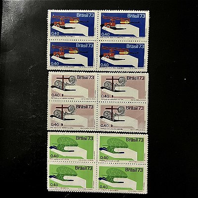 03 Quadras de Selos Comemorativos do Brasil - Campanha da Proteção Nacional - 1973 - Novo - ref.2392