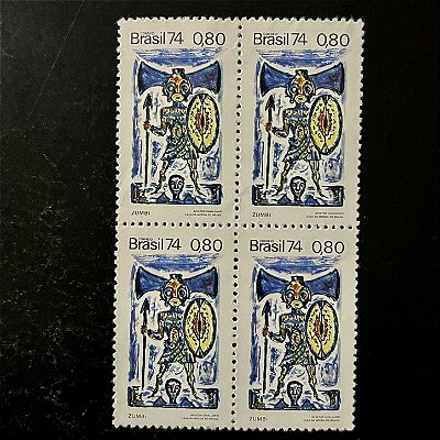 Quadra de Selos Comemorativos do Brasil - Divulgação das Lendas Populares Brasileiras - 1974 - Novo - ref.2394