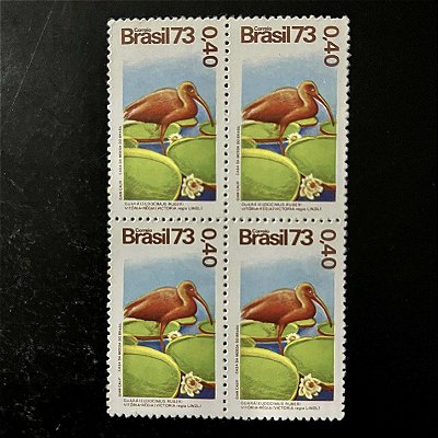 Quadra de Selos Comemorativos do Brasil -Fauna e Flora - 1973 - Novo - ref.2396