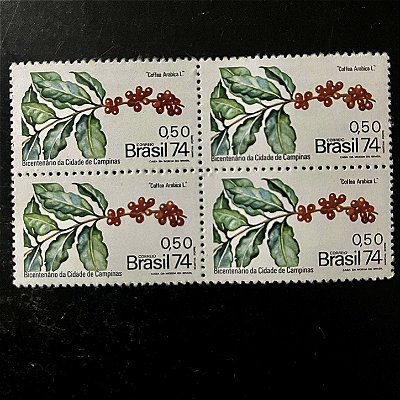Quadra de Selos Comemorativos do Brasil - Bicentenário da Cidade de Campinas - 1974 - Novo - ref.2400