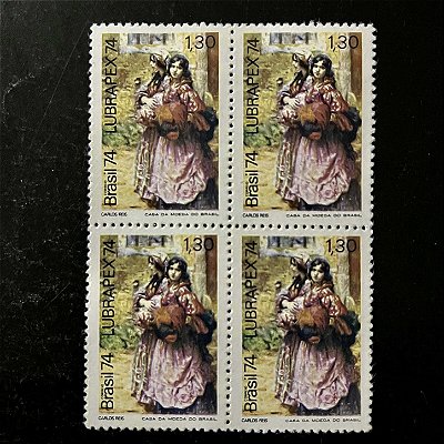 Quadra de Selos Comemorativos do Brasil - Lubrapex 74 - 1974 - Novo - ref.2402