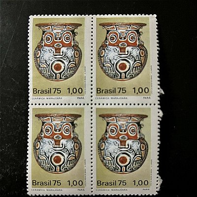 Quadra de Selos Comemorativos do Brasil - Arqueologia Brasileira - 1975 - Novo - ref.2403