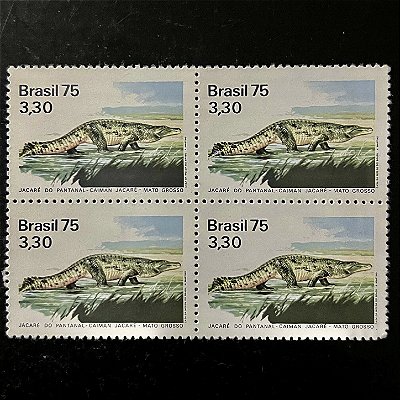 Quadra de Selos Comemorativos do Brasil - Preservação da Fauna e da Flora - 1975 - Novo - ref.2410