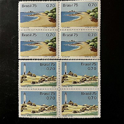 02 Quadras de Selos Comemorativos do Brasil - Propaganda Turistica - 1975 - Novo - ref.2411