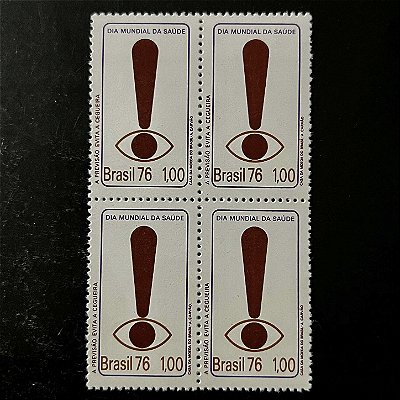 Quadra de Selos Comemorativos do Brasil - Dia Mundial da Saude - 1976 - Novo - ref.2413