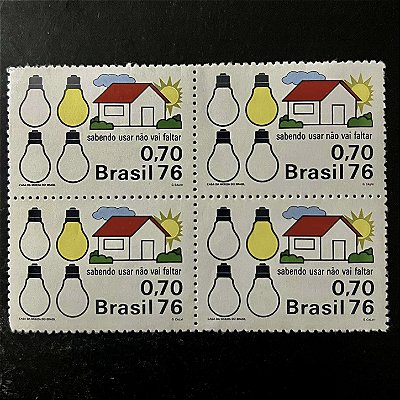 Quadra de Selos Comemorativos do Brasil - Preservação de Recursos Economicos - 1976 - Novo - ref.2414