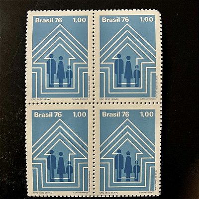 Quadra de Selos Comemorativos do Brasil - Homenagem aos SESC e ao SENAC - 1976 - Novo - ref.2417