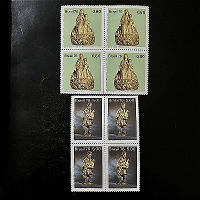 02 Quadras de Selos Comemorativos do Brasil - Evolução da Escultura no Brasil - 1976 - Novo - ref.2419