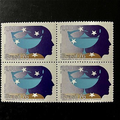 Quadra de Selos Comemorativos do Brasil - Cinquentenário da Associação Brasileira de Enfermagem - 1976 - Novo - ref.2421