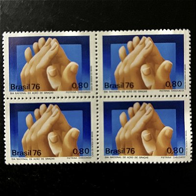 Quadra de Selos Comemorativos do Brasil - Dia Nacional de Ações de Graças - 1976 - Mint - ref.2427
