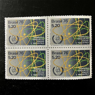 Quadra de Selos Comemorativos do Brasil - XX Conferencia Geral da Agencia Internacional de Energia Atomica - RJ - 1976 - Mint - ref.2428