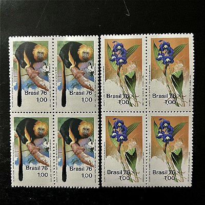 02 Quadras de Selos Comemorativos do Brasil - Preservação da Natureza - 1976 - Mint - ref.2429