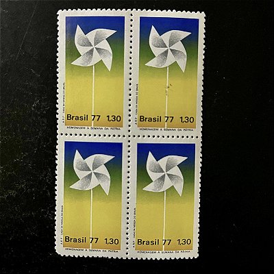 Quadra de Selos Comemorativos do Brasil - Semana da Pátria - 1977 - Mint - ref.2432