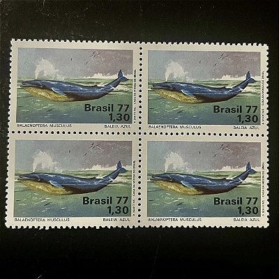 Quadra de Selos Comemorativos do Brasil - Defesa do Meio Ambiente - Fauna - 1977 - Mint - ref.2434