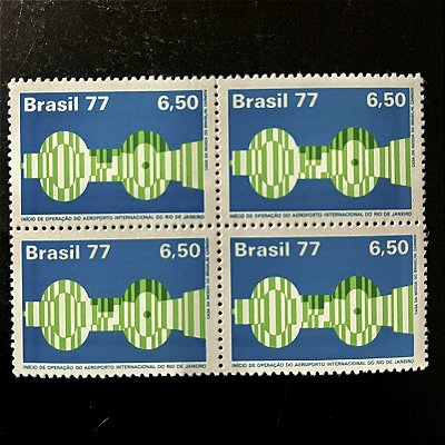 Quadra de Selos Comemorativos do Brasil - Inicio de Operação do Aeroporto Internacional do Rio de Janeiro - 1977 - Mint - ref.2439