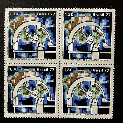 Quadra de Selos Comemorativos do Brasil - Sesquicentenário do Observatorio Nacional no Rio de Janeiro - 1977 - Mint - ref.2442