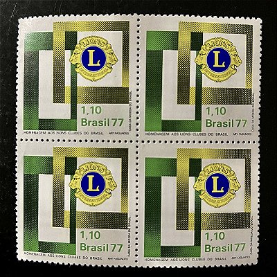 Quadra de Selos Comemorativos do Brasil - Homenagem aos Lions Clubes do Brasil - 1977 - Mint - ref.2445