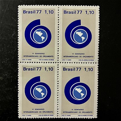 Quadra de Selos Comemorativos do Brasil - VI Seminário Interamericano de Orçamento - 1977 - Mint - ref.2449