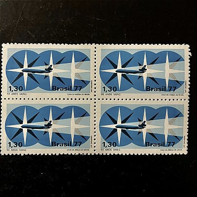 Quadra de Selos Comemorativos do Brasil - 50 Anos da Varig - 1977 - Mint - ref.2455