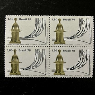 Quadra de Selos Comemorativos do Brasil - 150 Anos do Supremo Tribunal Federal - 1978 - Mint - ref.2465