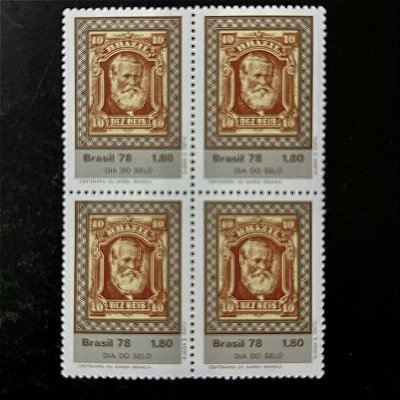 Quadra de Selos Comemorativos do Brasil - Dia do Selo - Centenário do Barba Branca - 1978 - Mint - ref.2468