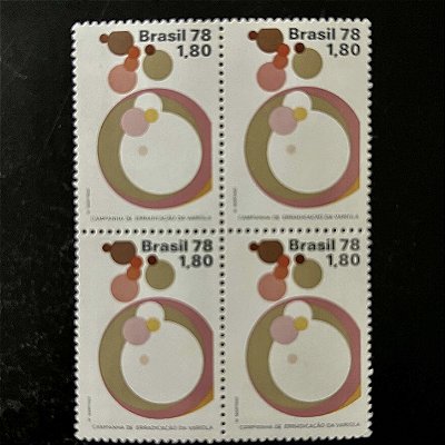 Quadra de Selos Comemorativos do Brasil -Campanha da Erradicação da Varíola - 1978 - Mint - ref.2472